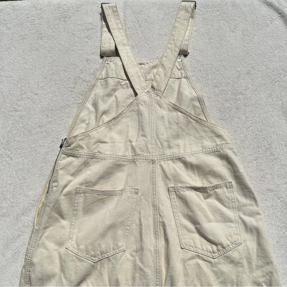 EU Zara TRF Cream Denim Overall Pinafore Midi Dress - Picture 4 of 16